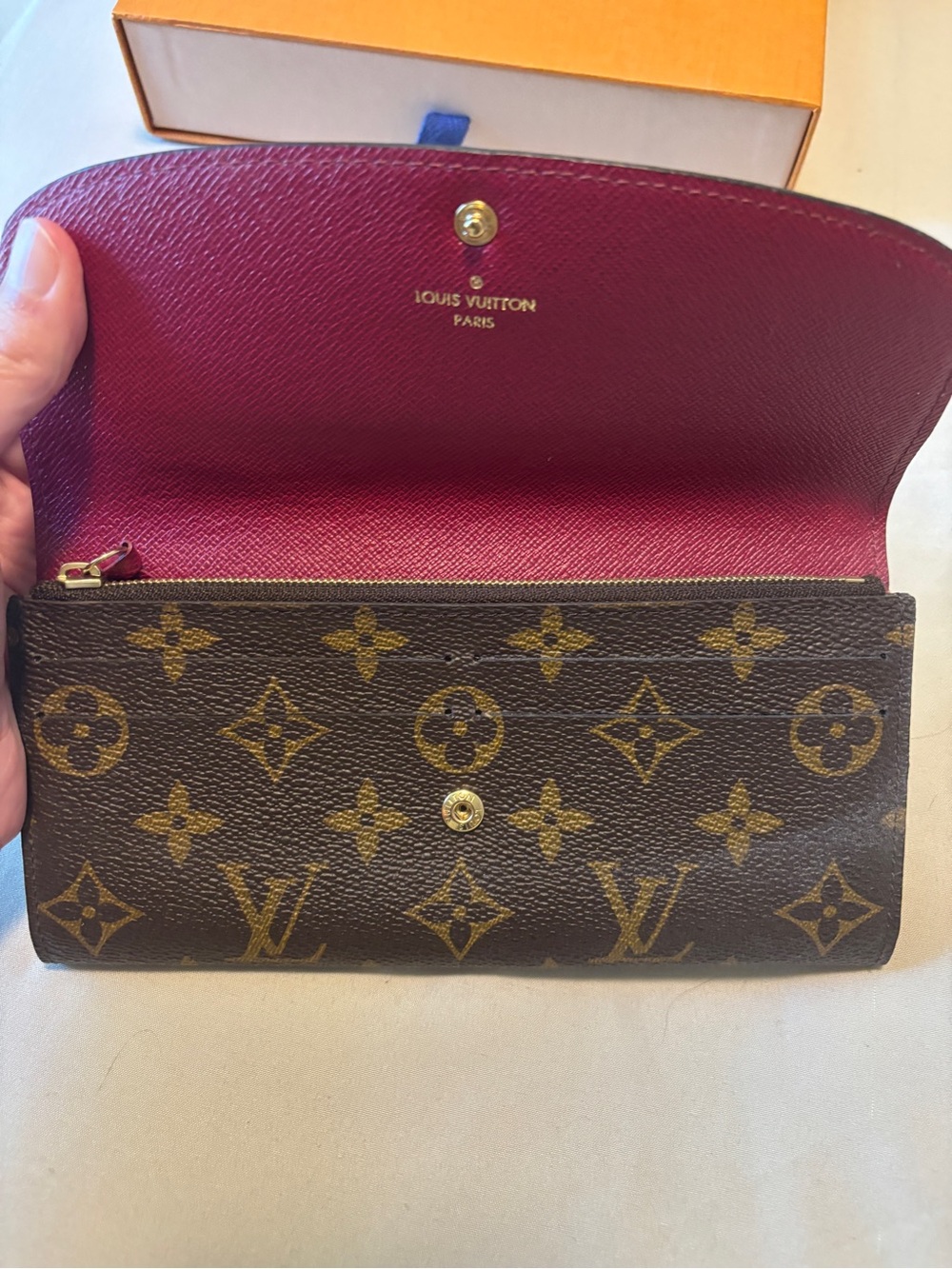 Louis Vuitton Monogram Canvas Wallet in Brown with Pink Snap - Picture 8 of 16